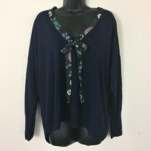 J.Crew X Abigail Borg Wool Tie-neck Sweater L - Picture 4 of 8